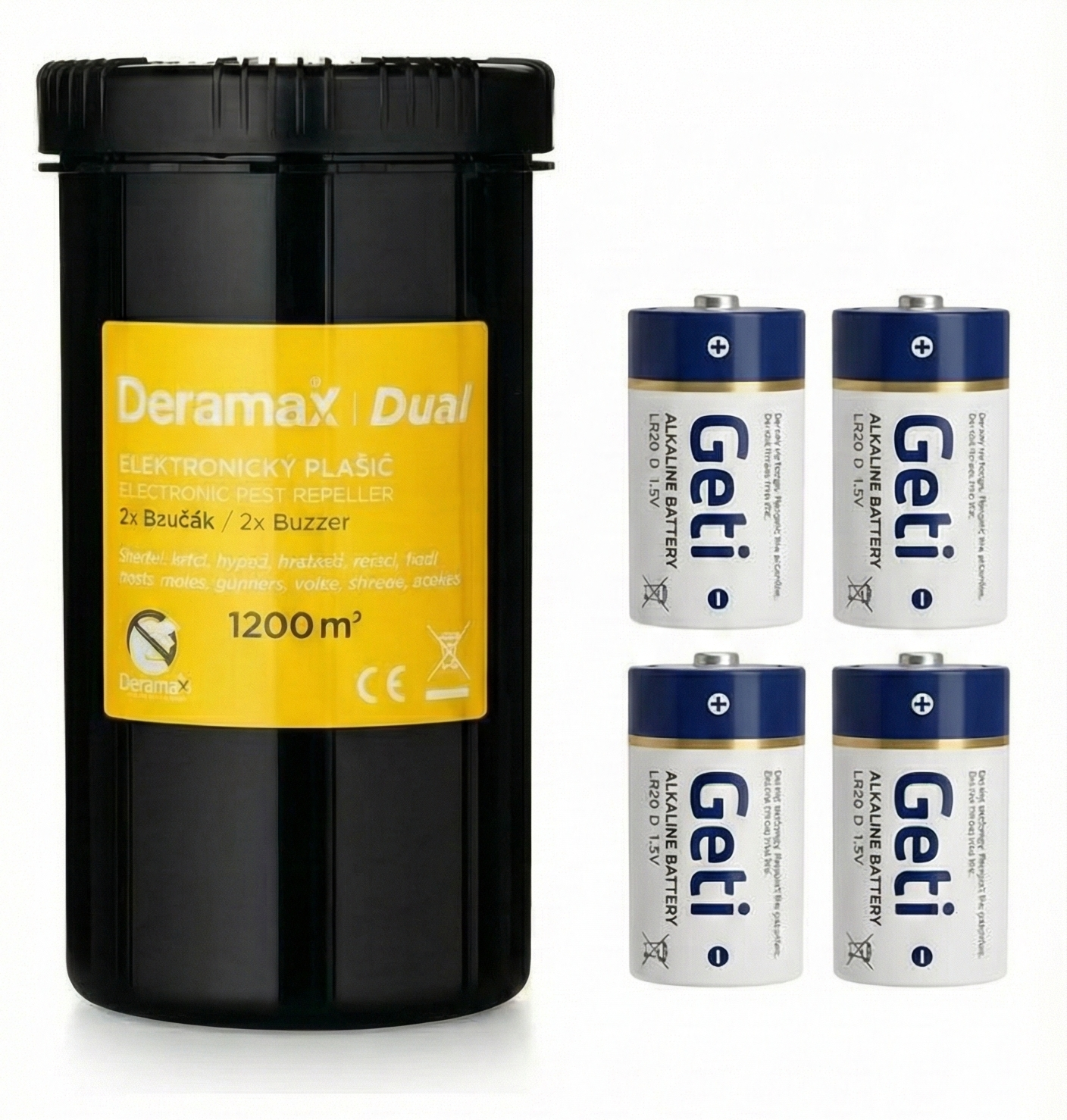 Deramax DUAL s bateriemi – vibrační odpuzovač krtků, hadů a hlodavců - dosah až 1 200 m²