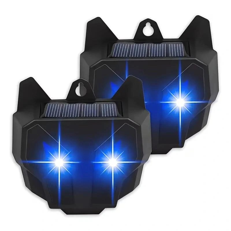 Sada 2 kusů vodotěsných solárních odpuzovačů zvěře s modrými LED záblesky