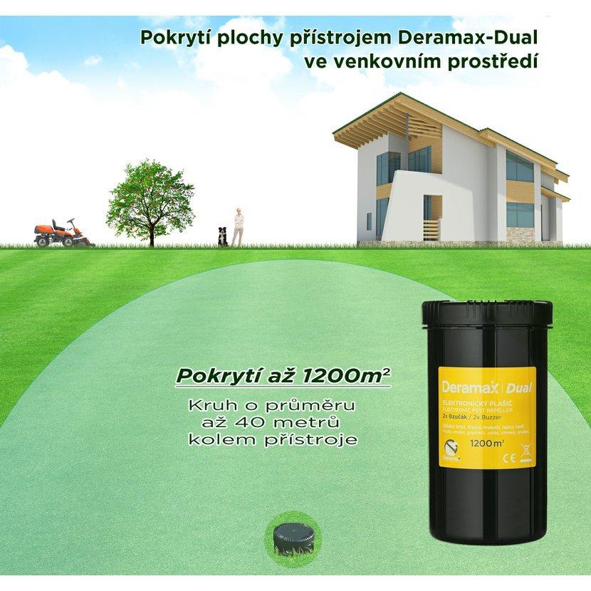 Deramax DUAL s bateriemi – vibrační odpuzovač krtků, hadů a hlodavců - dosah až 1 200 m²